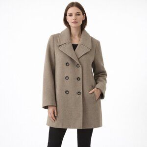 Calvin Klein Taupe/Brown Pea Coat, Size 16 Double Breasted